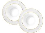 Wilmax Piatto Rotondo Profondo Con Linee Dorate, 22,5 Cm, Set Di 2, WL-880102303/A2