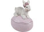 Clayre & Eef Decorazione Ciotola Uovo 9X13X16 Cm Rosa Bianco Plastica Coniglio