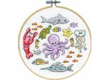 Confezione Da Ricamo A Punto Croce Design Works Con Telaio Da Ricamo "Sea Life"", Schema Di Conteggio, Diam. 15 Cm"