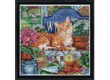 Kit Per Ricamo A Punto Croce Design Works "Welcome, Cat"", Schema Contato, 30X30Cm"