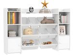 Aiyaplay Scaffale Per Bambini Con 8 Scatole Rimovibili, 4 Scomparti Aperti, 2 Scomparti Per Armadi, Scaffale Per Bambini Per Asilo Nido, Scuola Materna, 140 X 30 X 90 Cm, Bianco