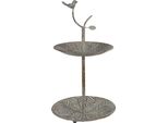 Etagere A 2 Strati Clayre & Eef Ø 26X48 Cm Verde Marrone Metallo Uccello