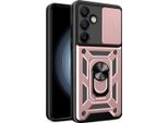 Custodia Blindata Hybrid Armor Camshield Con Supporto E Copertura Per Fotocamera Per Samsung Galaxy A56 - Rosa