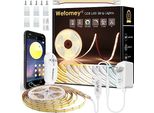 Striscia Led Cob Bianco Caldo Bianco Freddo, 5 M Kit Flessibile Dimmerabile Telecomando Smart App Control, CRI90 + 3200 Led 2700 K - 6500 Interno Esterno