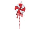 Lecca-Lecca Con Etichetta Natalizia Clayre & Eef 41 Cm Rosso Bianco Plastica