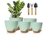 Vaso Da Fiori In Plastica Sistema Di Alimentazione Dell'acqua, 17,8/16,5/15,2/13,9/12,7 Cm Coclea Di Fiducia, Pianta Rotonda Giardino Balcone Interno Piante Grasse