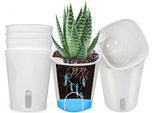 Syitcun 10 Cm Vasi Per Piante Grasse, Pianta Di Cactus In Plastica Mini Stoppino Piccole Piante Da Interno, Rotondo, Bianco, Set 8