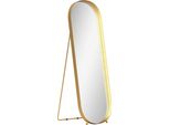 Homcom Specchio A Figura Intera 160 X 50 Cm Specchio Curvo Da Appoggio Con Cornice In Metallo E Vetro Infrangibile, Specchio Da Parete Da Appoggiare, Specchio Per Soggiorno, Camera Da Letto, Corridoio, Oro