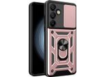 Custodia Blindata Hybrid Armor Camshield Con Supporto E Copertura Per Fotocamera Per Samsung Galaxy A36 - Rosa