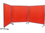 Succebuy Schermo Per Saldatura A 3 Pannelli 6' X 6' Con Cornice, Protezione In Vinile Ignifugo, Mobile E Professionale Per L'officina, 12 Ruote Girevoli (6 Bloccabili), Rosso