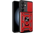 Custodia Blindata Hybrid Armor Camshield Con Supporto E Copertura Per Fotocamera Per Samsung Galaxy A56 - Rosso