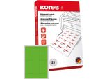 Etichette Universali Kores 70 X 42,3 Mm Senza Bordo Verde 2.100 Etichette Su 100 Fogli