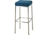 Clp Sgabello Da Bar Montreal Con Sedile E Struttura Rivestiti In Tessuto E Poggiapiedi, Acciaio Inox Blu
