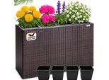 Casaria Fioriere Vaso Per Fiori Fioriera Polirattan Plastica Drenaggio 4 Vasi Interni Piante Fiore Fiori Balcone Terrazza Marrone