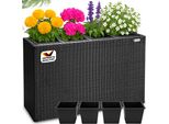 Casaria Fioriere Vaso Per Fiori Fioriera Polirattan Plastica Drenaggio 4 Vasi Interni Piante Fiore Fiori Balcone Terrazza Nero
