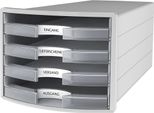 Han 1013-63 Cassettiera Impuls - A4/C4, 4 Cassetti Aperti, Grigio Chiaro/ Trasparente