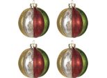 Clayre & Eef Set Di 4 Gocce Di Natale Ø 8 Cm In Vetro Rosso Verde