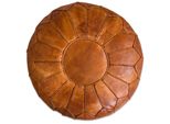 Pouf Marocchino Xl In Vera Pelle - Marrone Cognac - Fatto A Mano - Consegnato Riempito - Pouf A Sacco Ottomano