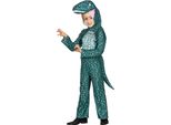 Costume Da Dinosauro Per Bambini Con Cappuccio E Coda Tuta Completa Per Animali Carnevale Idee Per La Festa Avventura, Taglia: 128/134 Colore: Verde