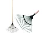 Rastrello Per Foglie Strend Pro R119.WH, 22 Lamelle, 45 Cm, A Ventaglio, Manico In Legno