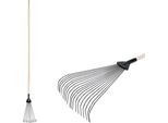 Rastrello Per Foglie Strend Pro R115.WH, 18 Lamelle, A Ventaglio, Regolabile, Manico In Legno