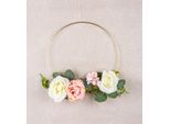Decorazione Sospesa, 25 Cm, Fiori, Anello Dorato