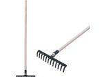 Rastrello Da Giardino Strend Pro R105, 12 Denti, Manico In Legno 1600 Mm