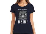 Divertente Maglietta Da Donna "Prima Di Chiedere"", Con La Scritta ""Grumpy Cat Humour"", Marina, Xl"