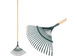 Rastrello Per Foglie Strend Pro R110.WH, 22 Lamelle, A Ventaglio, In Metallo, Manico In Legno