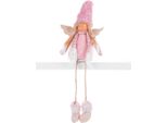 Statuetta Magichome Natale, Angioletto Con Trecce Bionde, In Tessuto, Rosa-Marrone, 17,50X10X52 Cm