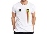 Germania Personalizzata Con Nome E Numero Desiderati Squadra Di Calcio Tifoso Aquila Coppa Del Mondo Campione Del Mondo Maglia Da Uomo, Bianco, Xxl