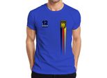 Germania Personalizzata Con Nome E Numero Desiderato Squadra Di Calcio Tifoso Aquila Coppa Del Mondo Campione Del Mondo Maglia Da Uomo, Blu, Xxl