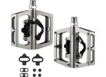 Rockbros Pedali Per Bicicletta 2 In 1 Pedali Spd/Pedali Da Piattaforma In Alluminio, Per Mtb Bici Da Strada Bici Da Città, Titanio