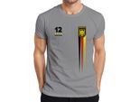 Germania Personalizzata Con Nome E Numero Desiderato Squadra Di Calcio Tifoso Aquila Coppa Del Mondo Campione Del Mondo Di Calcio Maglietta Da Uomo, Grigio, Xl
