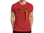 Germania Personalizzata Con Nome E Numero Desiderati Tifoso Della Squadra Di Calcio Aquila Coppa Del Mondo Campione Del Mondo Maglietta Da Uomo, Rosso, M