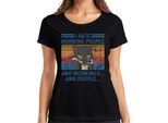 I Hate Mornings And People Morning Grouch Coffee Cat Maglietta Vintage Da Donna, Nero, 3XL