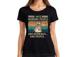 Hate Morning People Mornings And People Coffee Bear Vintage Grunge Ladies T-Shirt, Nero, S
