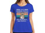 Odio Le Persone Del Mattino Le Mattine E Le Persone Kaffee BäR Vintage Grunge Maglietta Da Donna, Blau, M