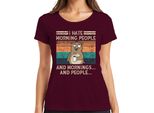 Odio Le Persone Del Mattino Le Mattine E Le Persone Kaffee BäR Vintage Grunge Maglietta Da Donna, Borgogna, M