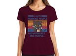 I Hate Mornings And People Morning Grouch Coffee Cat Maglietta Vintage Da Donna, Borgogna, S