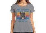 I Hate Mornings And People Morning Grouch Coffee Cat Maglietta Vintage Da Donna, Grigio, 3XL
