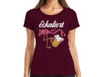 è In Aumento Comunque Flamingo Beer Enjoyment Beach Party Boozing Mallorca Ladies T-Shirt, Burgundy, L