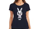 T-Shirt Da Donna Coniglietto Carino Carino Cartone Animato Regalo Pasqua, Navy, Xxl