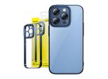 Set Protettivo Baseus Glitter Custodia Trasparente E Vetro Temperato Per Iphone 14 Pro Max (Blu)
