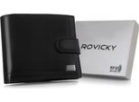 Rovicky | Portafoglio Da Uomo In Pelle Rfid, Con Chiusura A Scatto, Pelle Naturale, Nero, 11,5X9,5 Cm
