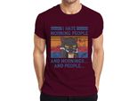 I Hate Mornings And People Morning Grouch Coffee Cat Vintage Maglietta Da Uomo, Borgogna, S