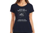 Maglietta Da Donna Who Calls The Wolf Slogan Vichingo Valhalla Nordic Fenriswolf, Navy, S