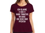 Tinnitus In The Eye See Only Whistling Divertente Ent Regalo Audiologo Donna T-Shirt, Borgogna, L