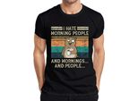 Maglietta Hate Morning People Mornings And People Coffee Bear Vintage Grunge Uomo, Nero, Xl