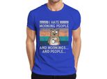 Odio Le Persone Del Mattino Le Mattine E Le Persone Kaffee BäR Vintage Grunge Herren Maglietta, Blau, Xxl
